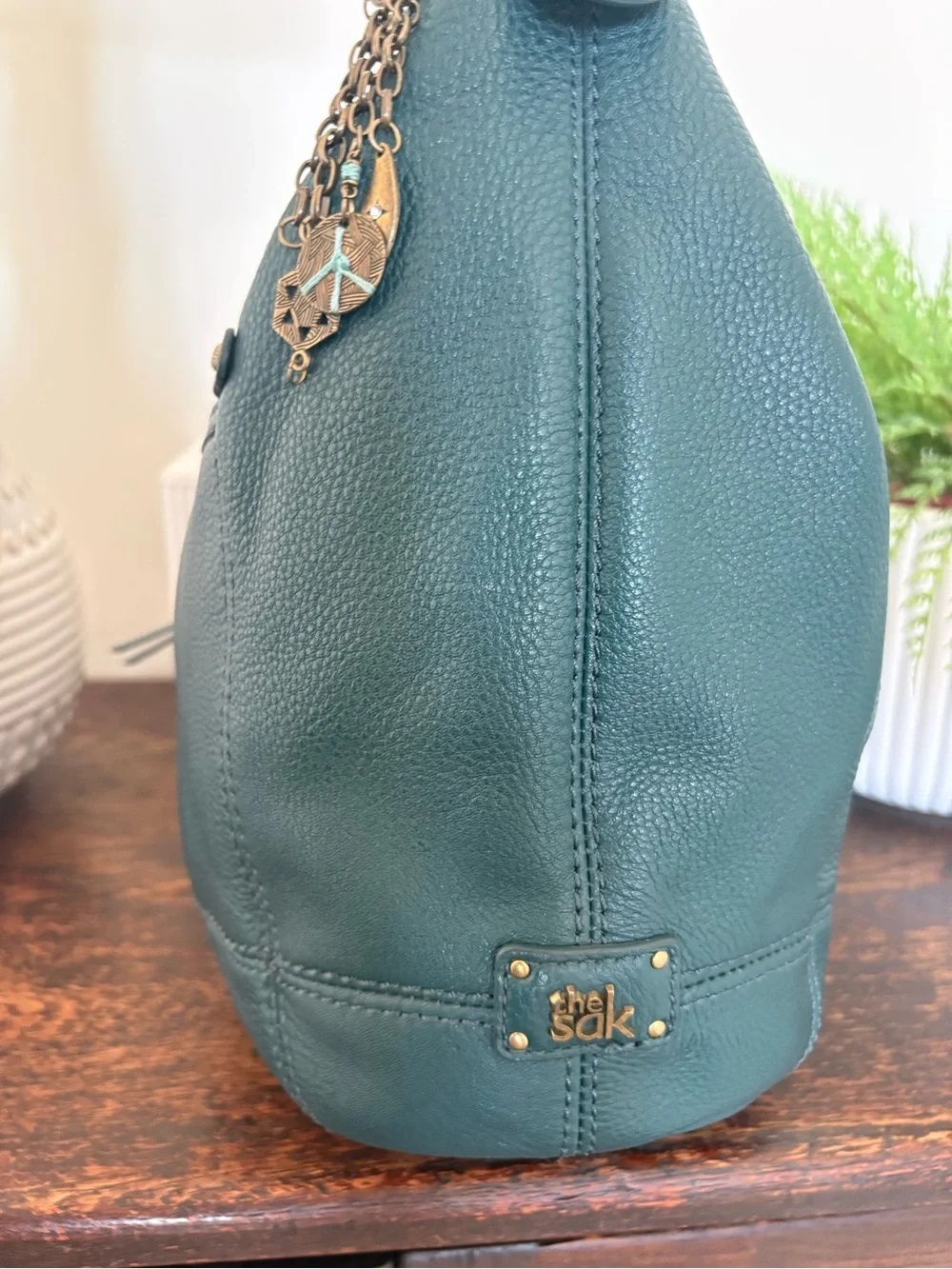 The Sak Sequoia Deep Teal Pebbled Leather Hobo Bag